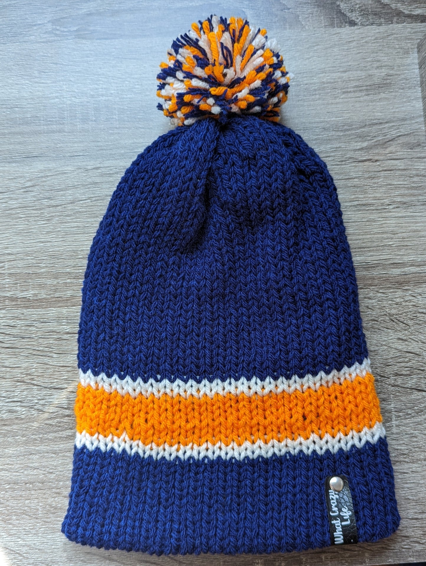 Blue with Orange Knit Beanie