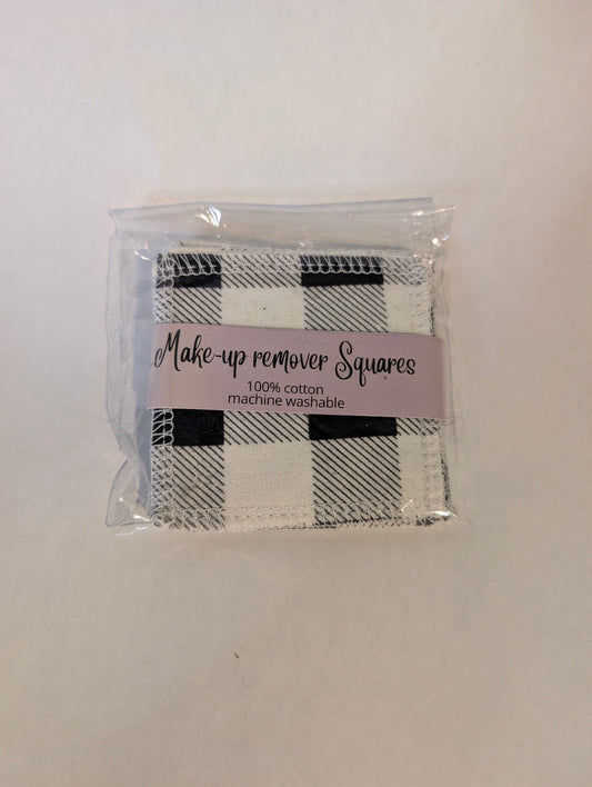 White and Black Plaid Makeup Remover Squares